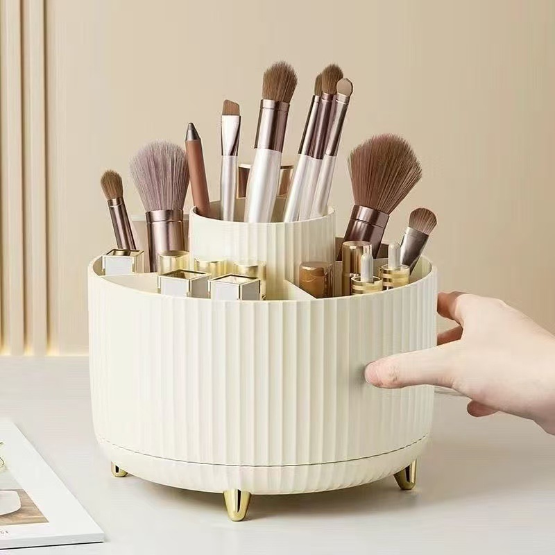 Desktop rotating makeup brush storage holder, cosmetics shelf, desktop dressing table, eyeshadow brush, lipstick box, pen holder