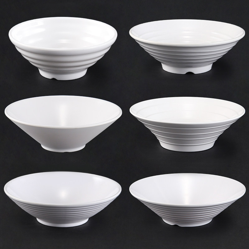 Melamine conical horn bowl, commercial ramen bowl, plastic imitation porcelain noodle restaurant, hot pot bowl, soup bowl, noodle bowl, spicy hot pot bowl details Picture