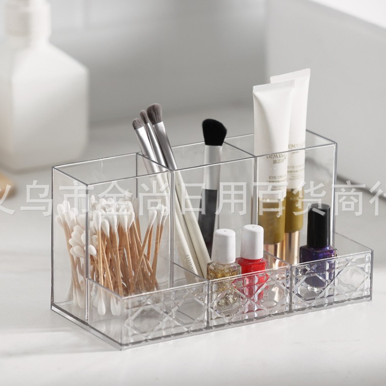 Dust-proof storage box for makeup brushes, desktop cosmetics, transparent internal drawer, multi-functional makeup table and storage rack details Picture