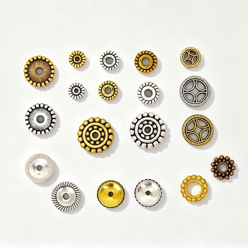Retro-style circular alloy spacers, gaskets, beads, DIY jewelry, handcrafted beads, cultural play Buddhist prayer beads accessories batch