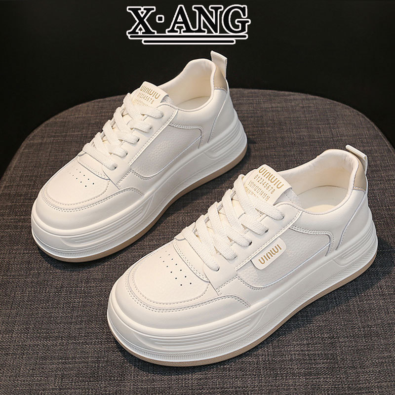 Top layer cowhide thick-soled white sneakers for women, 2025 new autumn shoes, versatile casual sports single shoes for women Application Scenario
