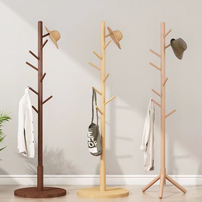 衣帽架实木落地卧室客厅宿舍家用立式衣架杆简易挂衣服包包置物架