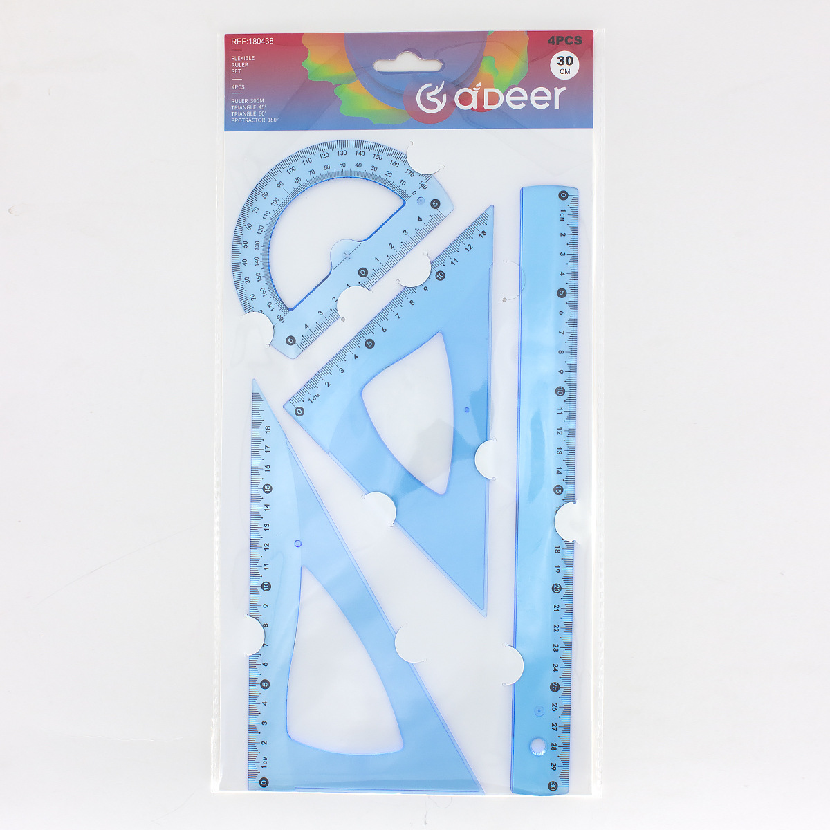 Transparent four-piece set, color PS hard ruler set, custom LOGO, foreign trade ruler factory set, factory direct sales and wholesale Application Scenario