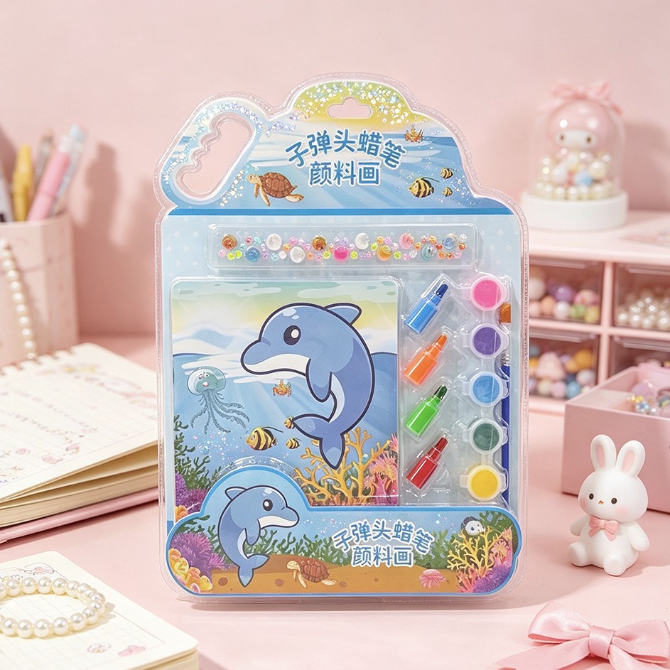 New children's fun diy girls' crayon paint set, diamond sticker manufacturer, including wholesale of various patterns