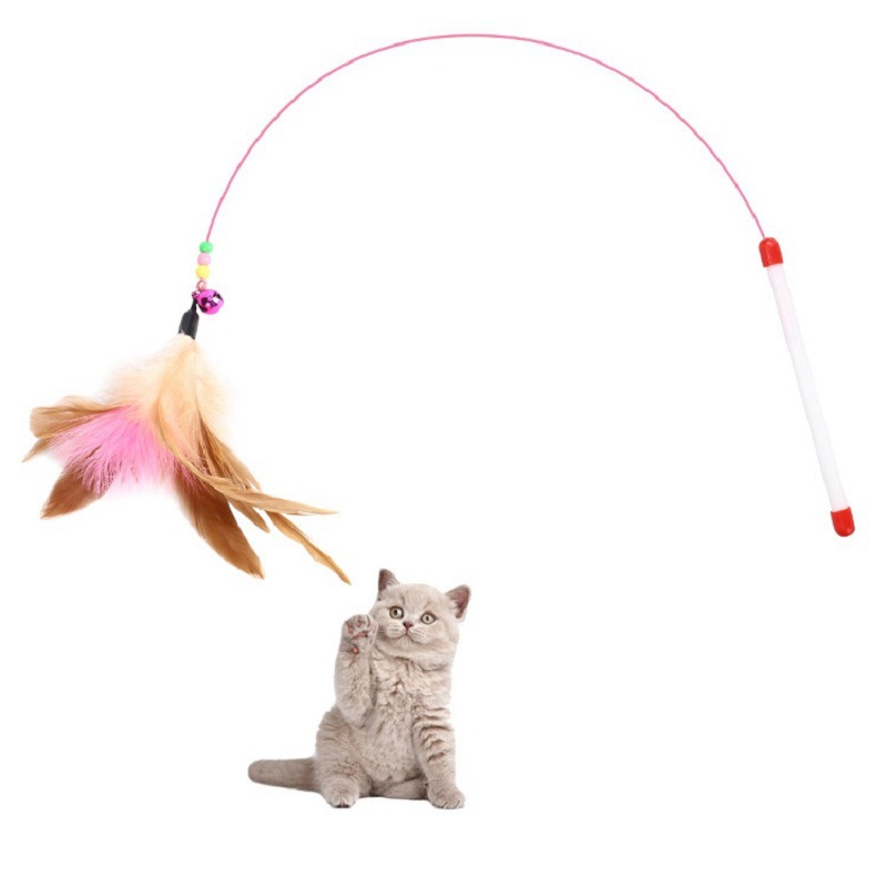 Cat toys, cat teaser sticks, long steel wire, not easy to break cat feathers, cat teaser sticks with bells, self-entertaining pet toys for training cats
