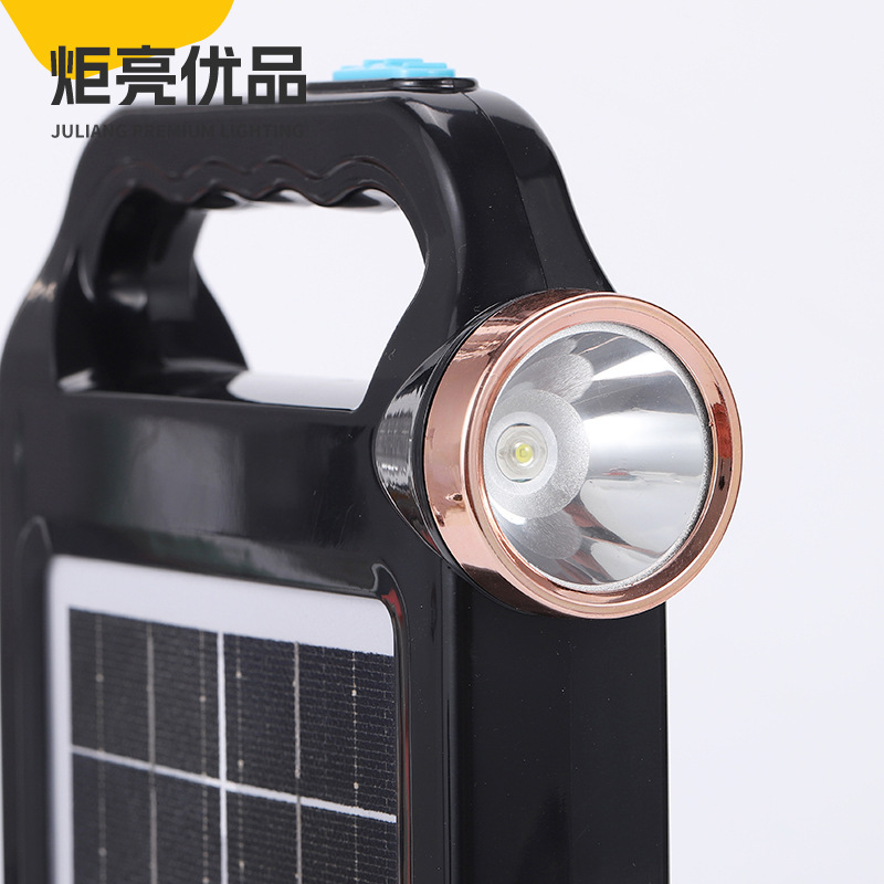 The new portable household solar-powered charging hand-held lamp JY-1178 is a multi-functional mobile power supply lighting lamp Specification image