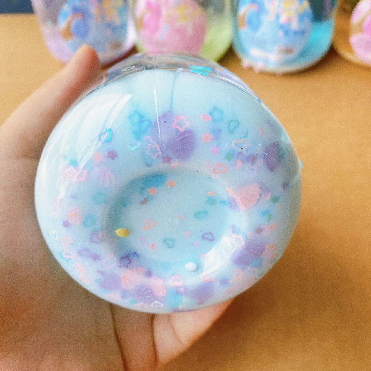 儿童玩具彩泥水晶泥起泡胶高透大瓶圆瓶史莱姆云朵泥高颜值套圈批细节图