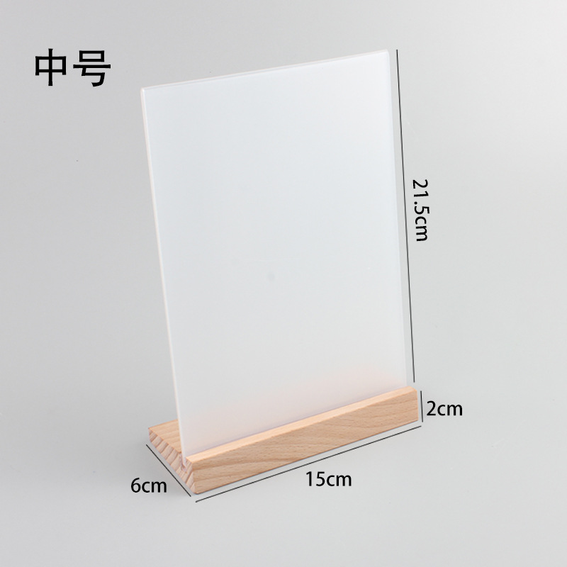 L-shaped beech wood table sign, table card, acrylic A4, milk tea shop menu, wooden table sign, wooden table tag, display stand base, tea drink store dish introduction, standing seat, coffee shop table sign display stand, Western restaurant dish description display support details Picture