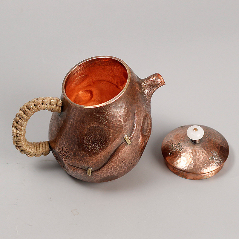 260CC pure handcrafted brewing copper teapot, uncoated purple copper water boiling teapot, Gongfu tea set, gift, stove boiling teapot Specification image