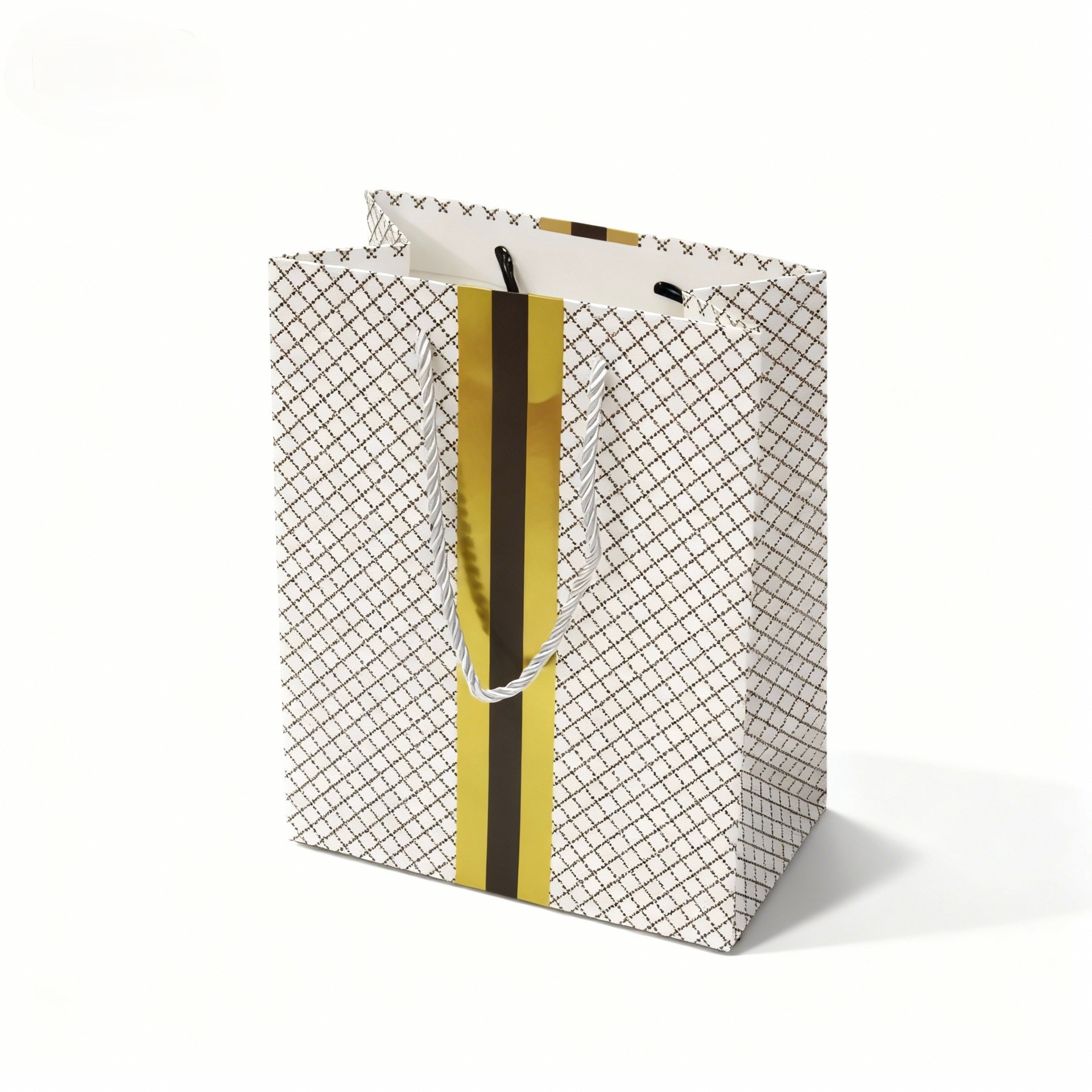 High-end black and gold diamond-patterned gift bag packaging bag, light luxury embossed hand-held bag, high-end and exquisite packaging paper bag for festival gifts details Picture
