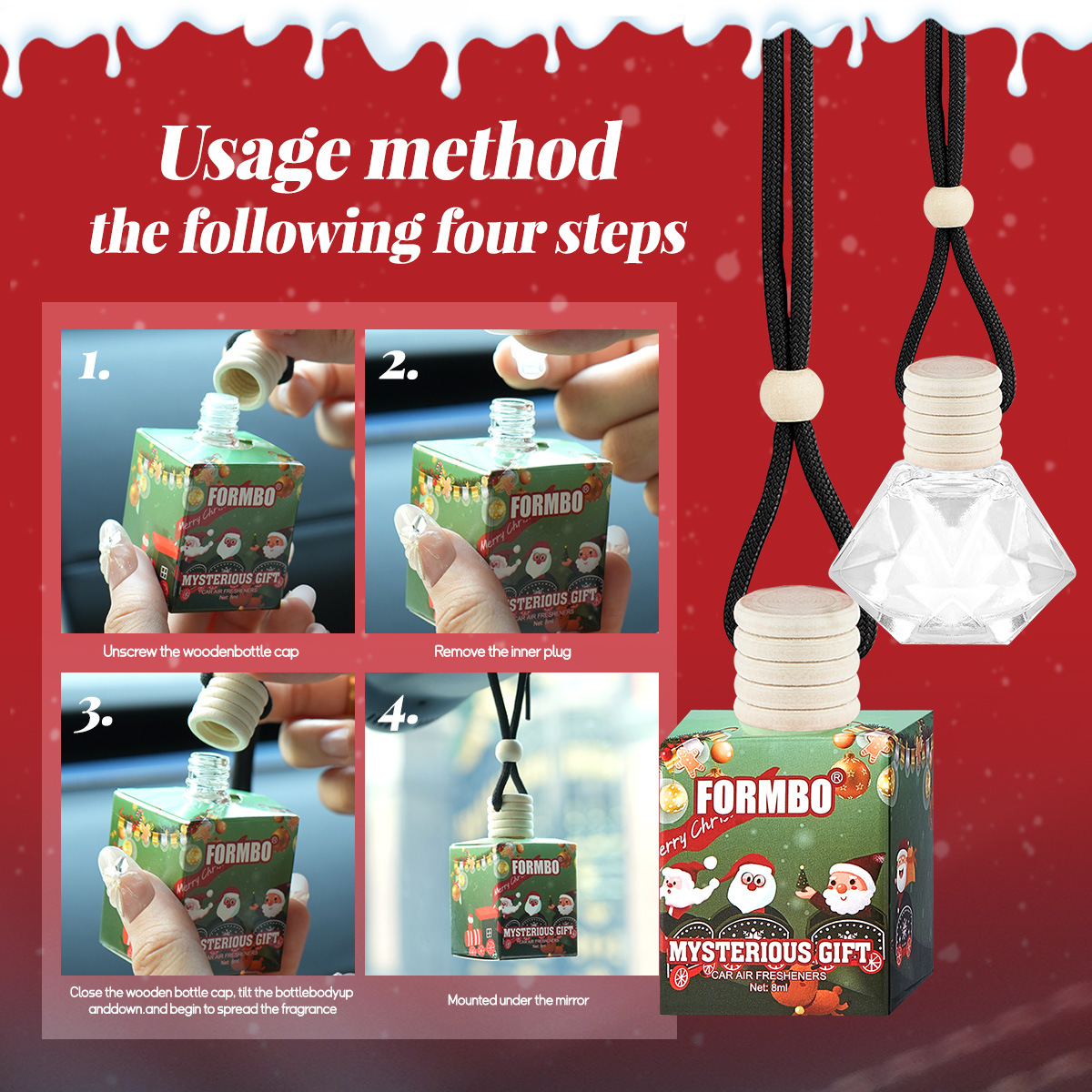 【 Cross-border Exclusive 】FORMBO Car Aroma Diffuser, car interior decoration, Christmas Festive Atmosphere, Odor Removal Aroma Diffuser Specification image