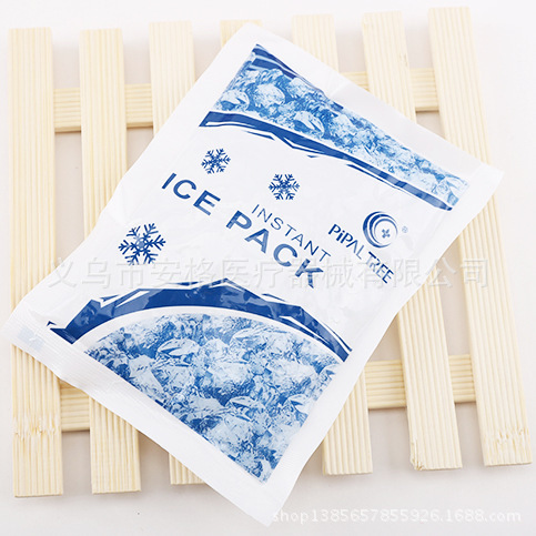 Wholesale of 100G English snowflake ice packs in stock, disposable cold compress cooling ice packs, quick-cooling external injury ice packs details Picture