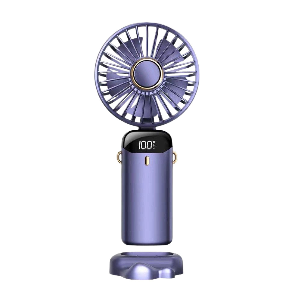 Cross-border N15 Handheld fan, usb Mini Portable folding charging small fan, neck-hanging digital display desktop small electric fan Item Picture
