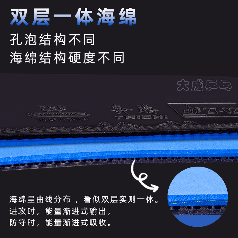 Friendship 729 Pentium Tai Chi Table Tennis Racket with gradient blue rubber, genuine professional grade reverse rubber sleeve rubber from the Mianyang Provincial Team details Picture