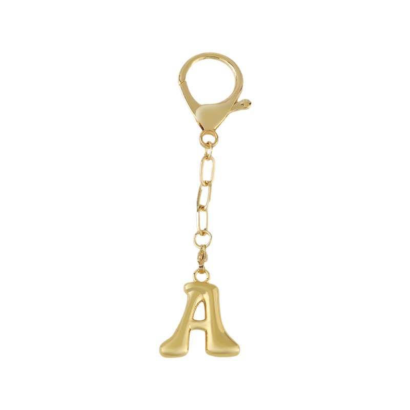 Cross-border bestseller 26-letter keychain pendant, 18K real gold electroplated, niche design, high-end charm Item Picture