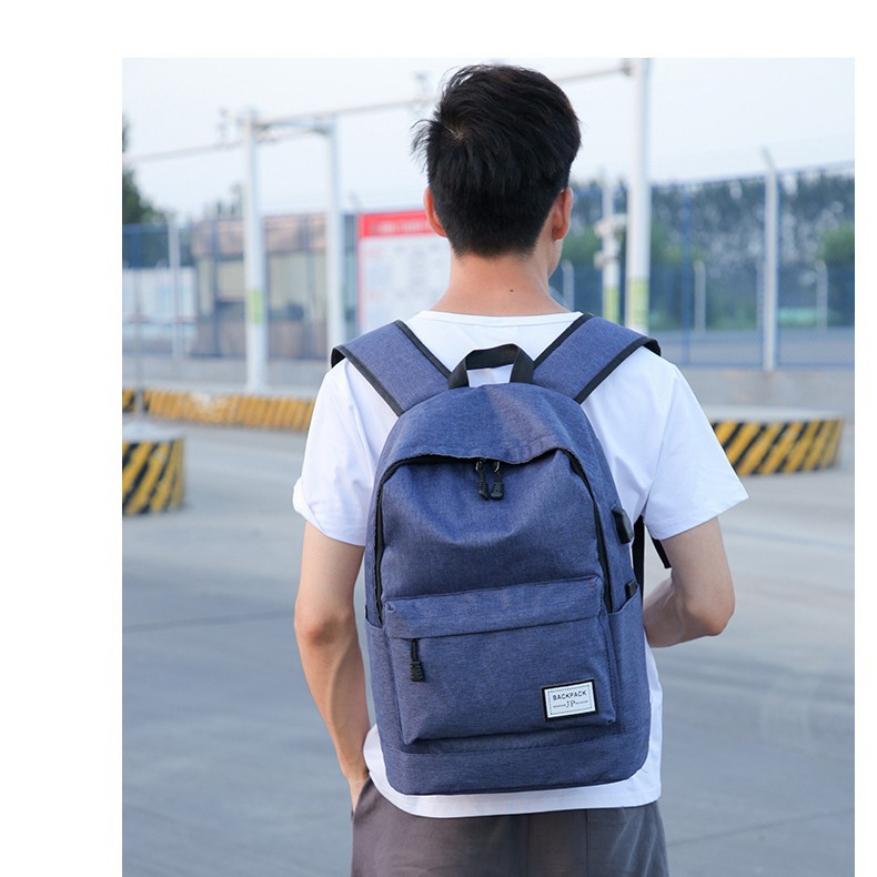 Wholesale of new trendy men's double-back casual Oxford fabric simple Korean-style backpacks with large capacity for middle school students Specification image