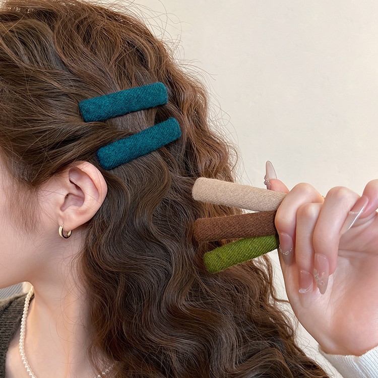 复古纯色简约针织bb夹发夹女侧边夹夹子碎发卡前额刘海夹头饰发饰
