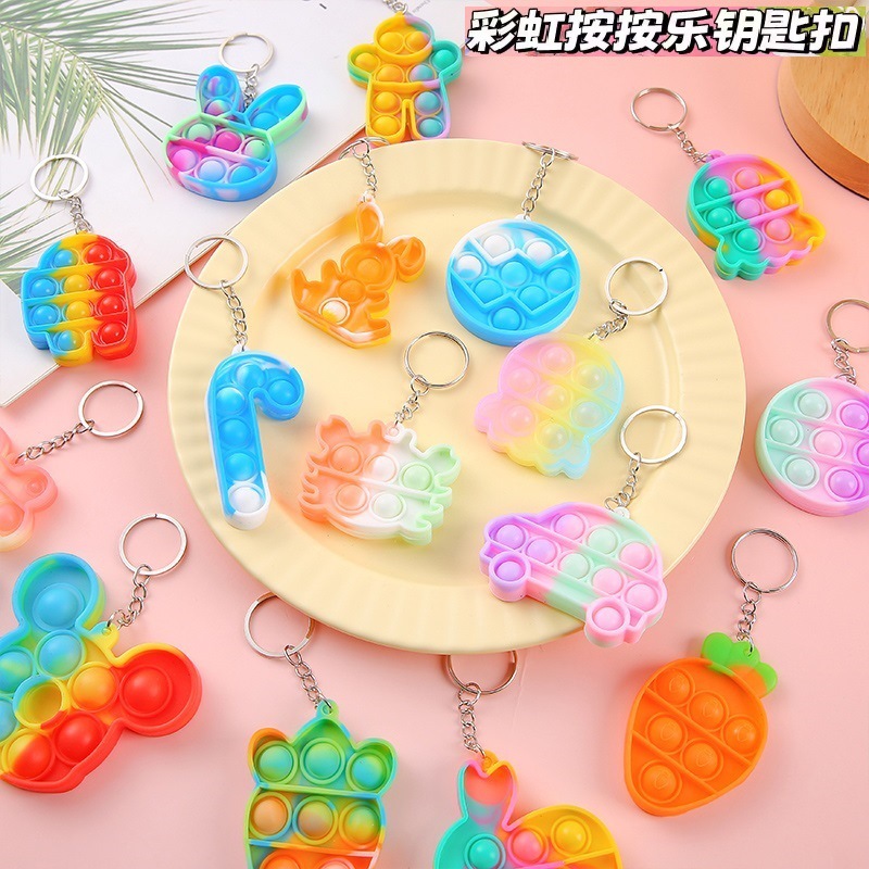 Finger press bubble fun to relieve stress, Rainbow Press fun keychain pendant to relieve stress, children's toy, kindergarten gift