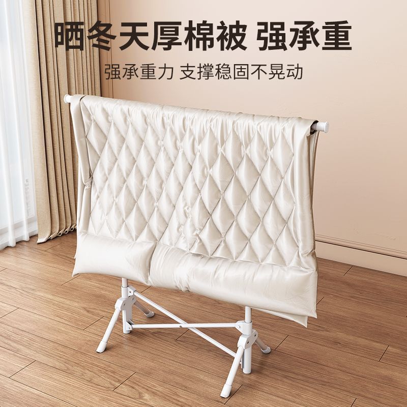 Folding clothes drying rack, balcony household hanging rack, indoor simple single-pole clothes drying rack, floor-standing folding drying rack details Picture