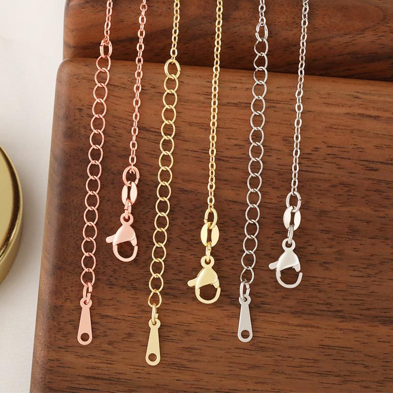 Cross-border extension adjustable 18K gold necklace, O-shaped non-fading copper-plated sweater chain, simple accessory wholesale details Picture