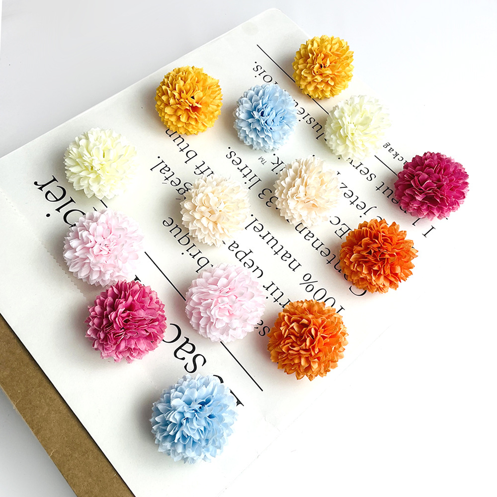 仿真千层小球菊花朵乒乓球菊diy簪花头饰服装配件蒲公英伴手礼盒产品图