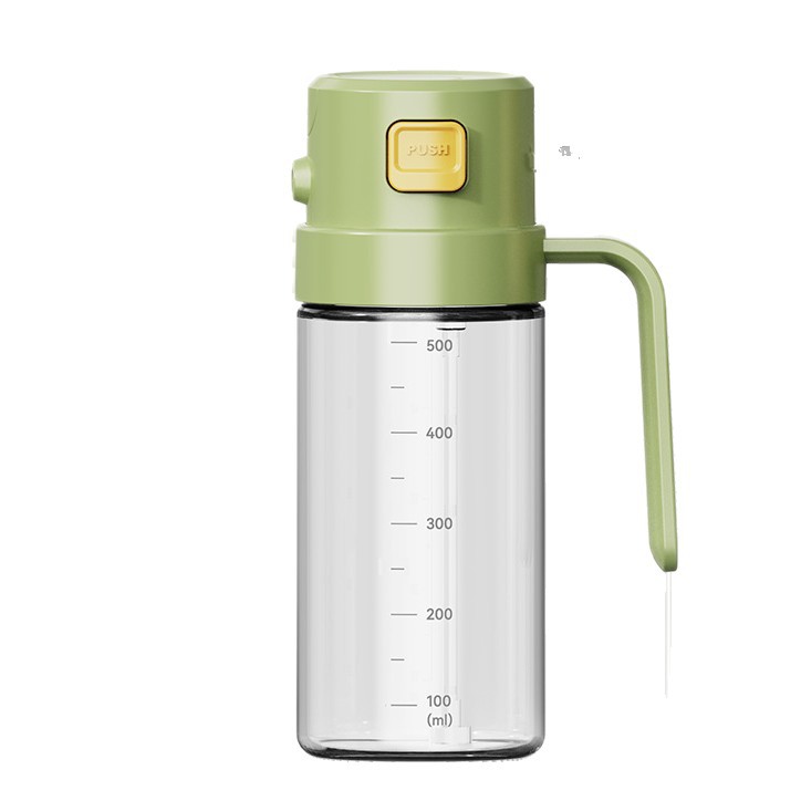 Transparent scale dual-purpose oil can for spraying and pouring, beige lid handle, a special oil pouring tool for salads Item Picture