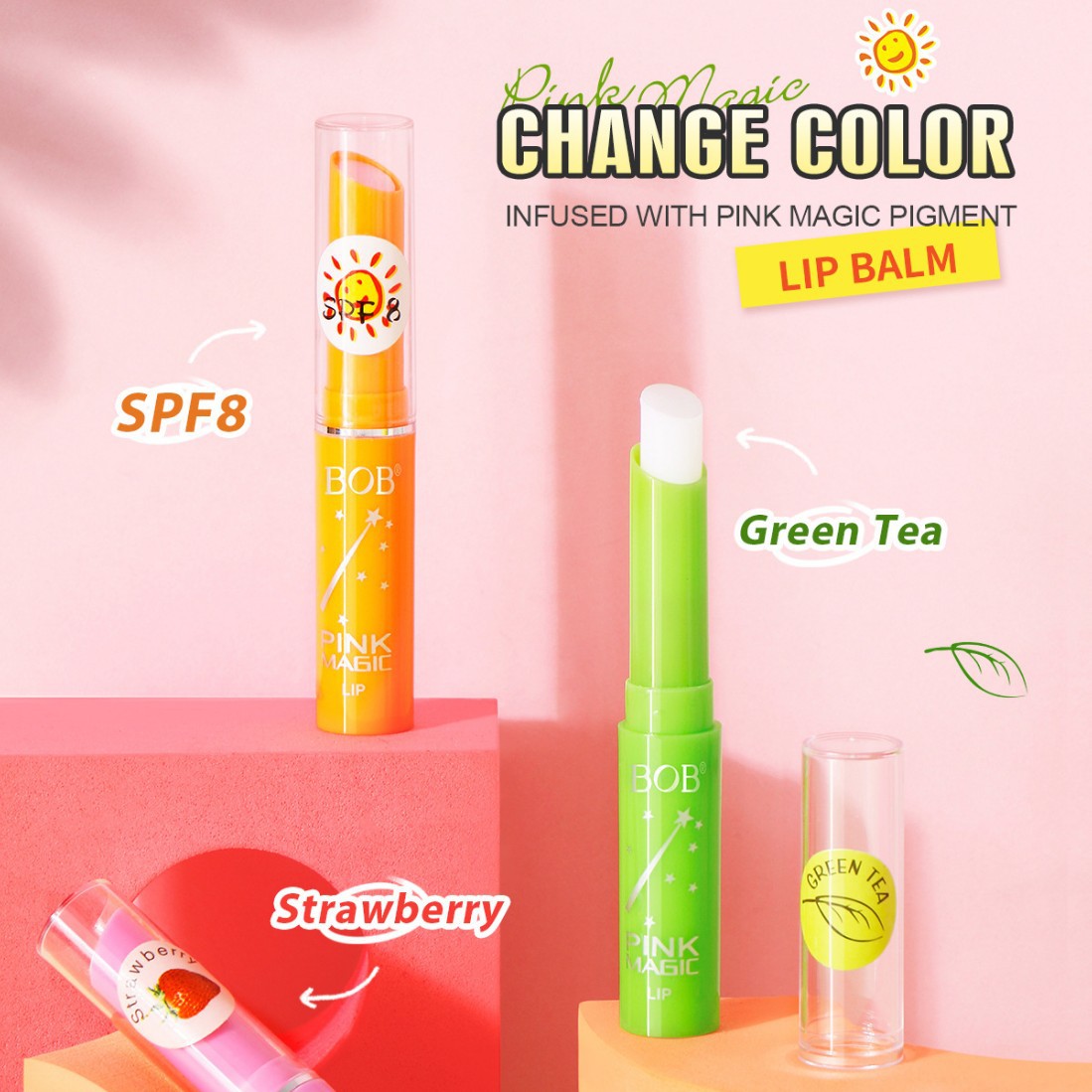 Cross-border bob Lip Balm Full Range Aloe Vera Hydrating and Moisturizing Double Care Lip Balm