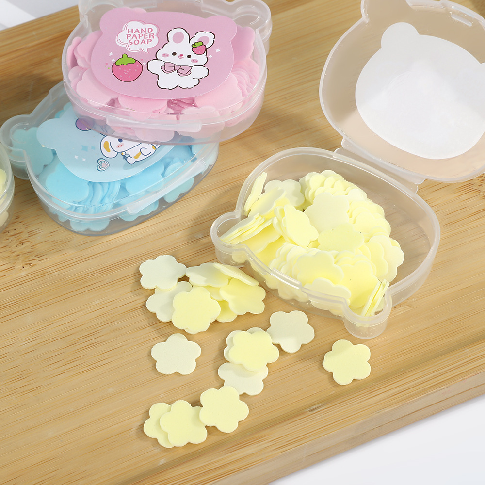 Viaje jabón portátil rebanadas para niños mano mano mini pétalos de mano rebanadas de jabón desechables papel de jabón bacteriosupresor Specification image