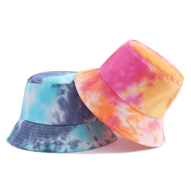 Tie-dyed basin hat, fashionable gradient color hat, outdoor sun hat, street style fisherman hat, foldable beach hat, cross-border details Picture