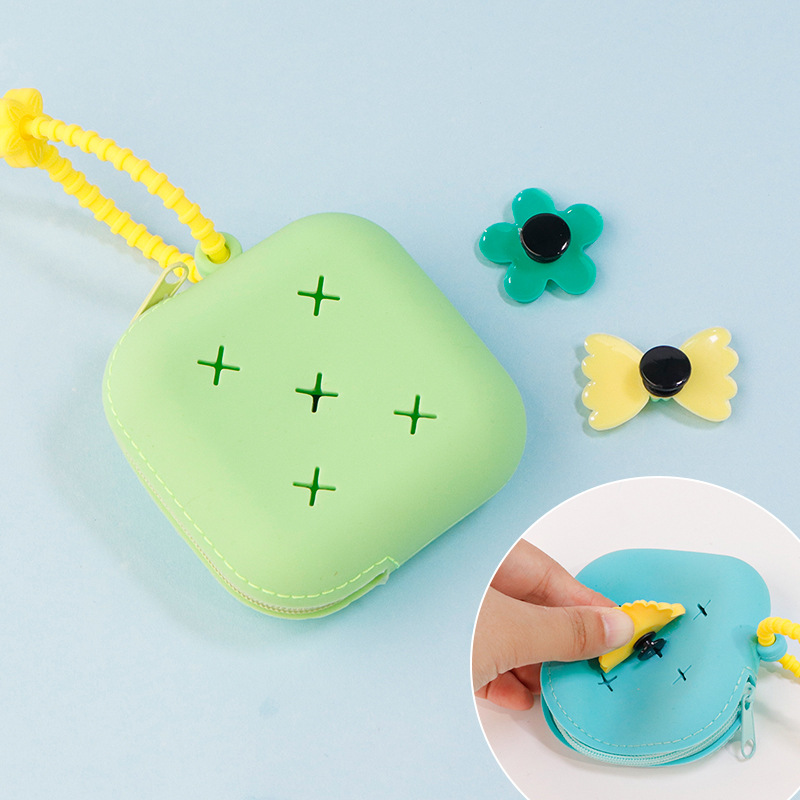 Wholesale of best-selling mini DIY hole coin purges, cute children's small square bags, headphones, data cables, and coin storage cases details Picture