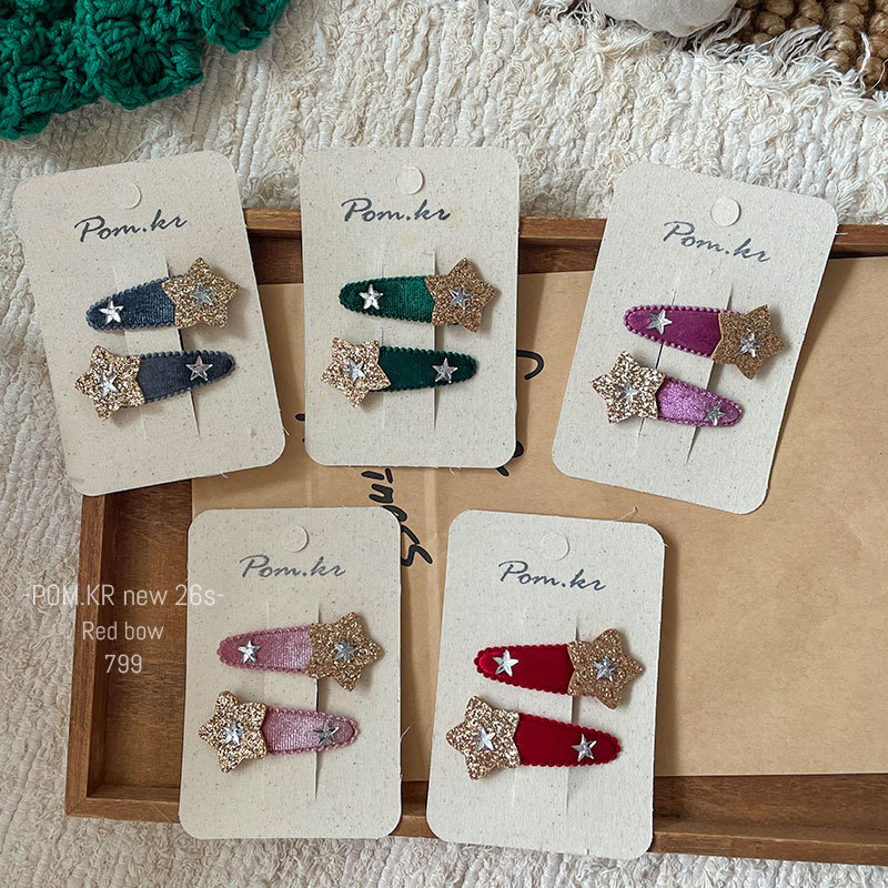 The new Korean-style cute and playful five-pointed star hair clip is a handcrafted children's side bangs clip that can be used for girls Specification image