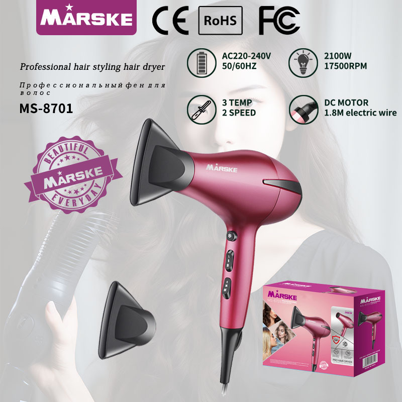 The MARSKE MS-8701 hair dryer features a fast drying and hair care style with strong wind force and a silent design