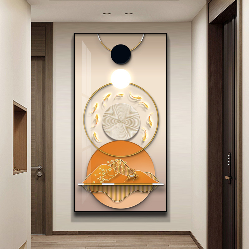 轻奢古风装饰画走廊大芬村尽头挂画客厅高级感艺术壁画铝合金框