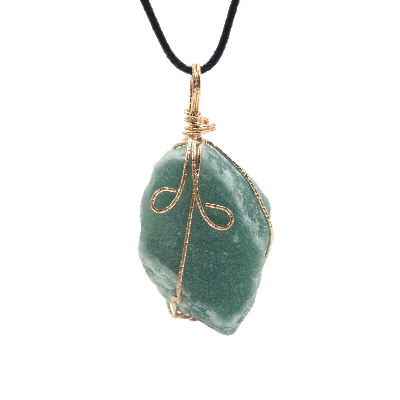 1414- Yellow crystal raw stone wire-wound pendant, pink and white amethyst fluorite, Dongling jade Irregular Stone necklace accessory Item Picture