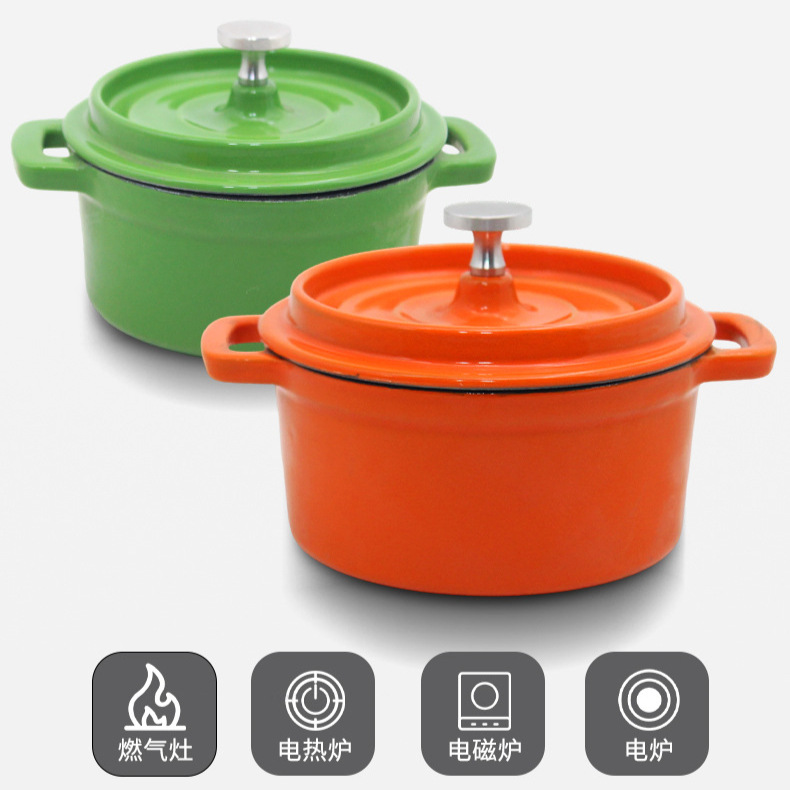 铸铁珐琅搪瓷炖锅无涂层老式家用焖煮辅食迷你锅热奶锅生铁锅汤锅产品图