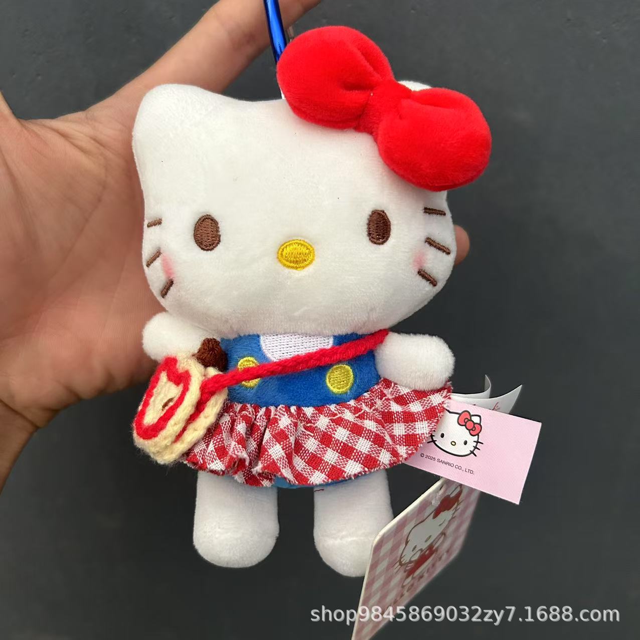 Sanrio official HelloKitty pendant, plush toy keychain, cute kt cat doll bag, small pendant details Picture