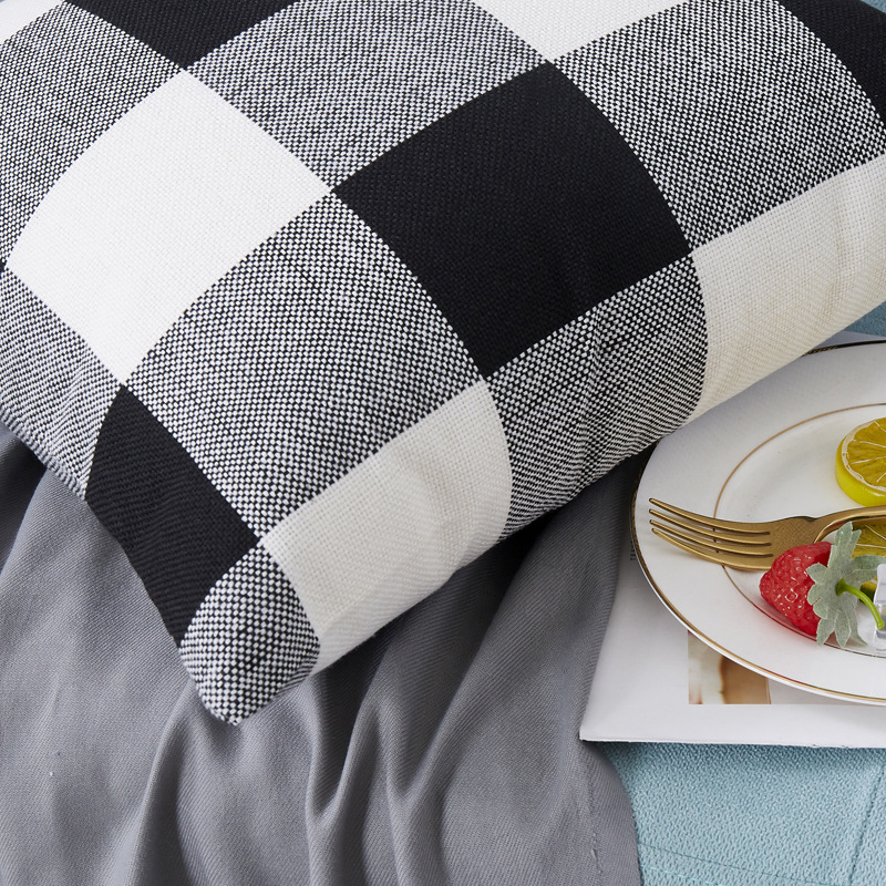 Classic checkered pillowcase, simple high-density linen large checkered pillowcase, pillow, cushion cover, gift wholesale details Picture