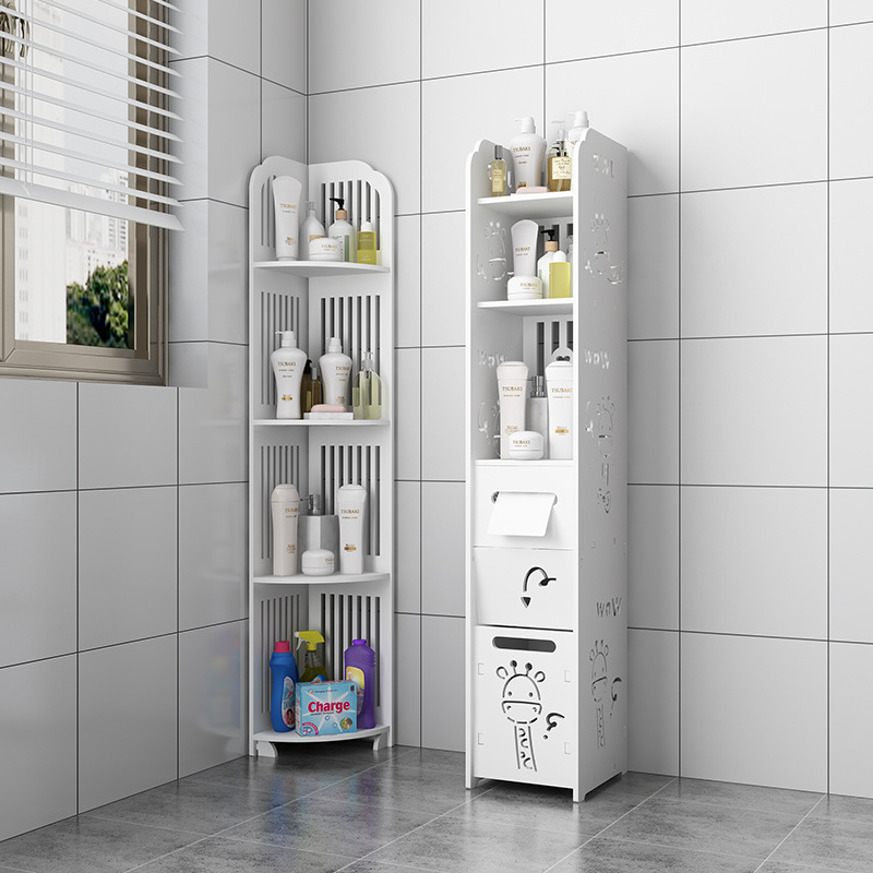 Bathroom storage rack, floor-standing multi-layer rotating triangular washbasin cabinet, toilet and washroom storage rack without drilling Specification image