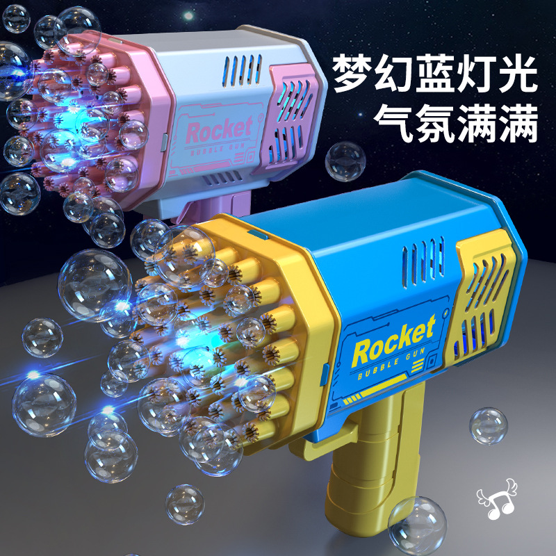 Cross-border bestseller: 40-hole bubble gun, Gatling mini version, Space Light version, outdoor toy rocket launcher bubble machine Application Scenario