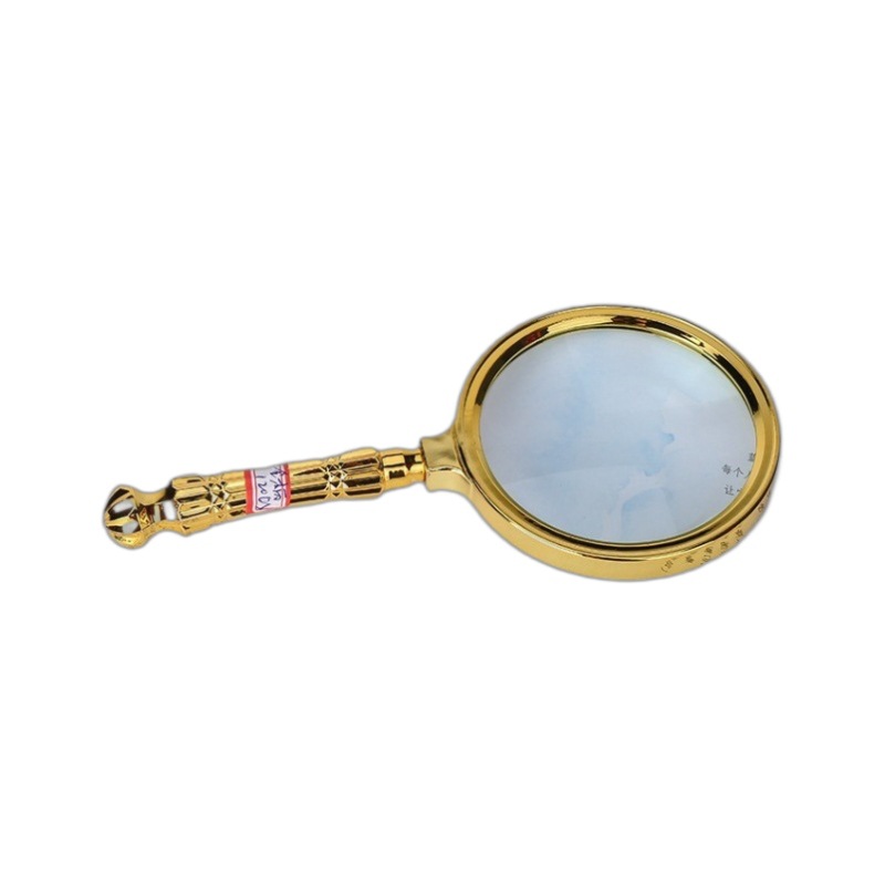 Cross-border light luxury gold-plated straight-handled magnifying glass, hand-held reading mirror for the elderly, wholesale of magnifying glasses for reading books and newspapers Item Picture