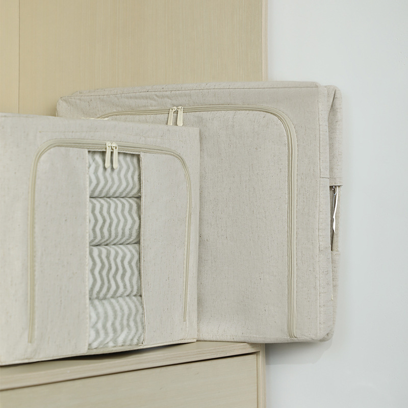Tianshan caja de almacenamiento de algodón y cáñamo para finisher hogar almacenamiento de ropa de gran capacidad venta al por mayor almacenamiento de colchas marco de acero grueso