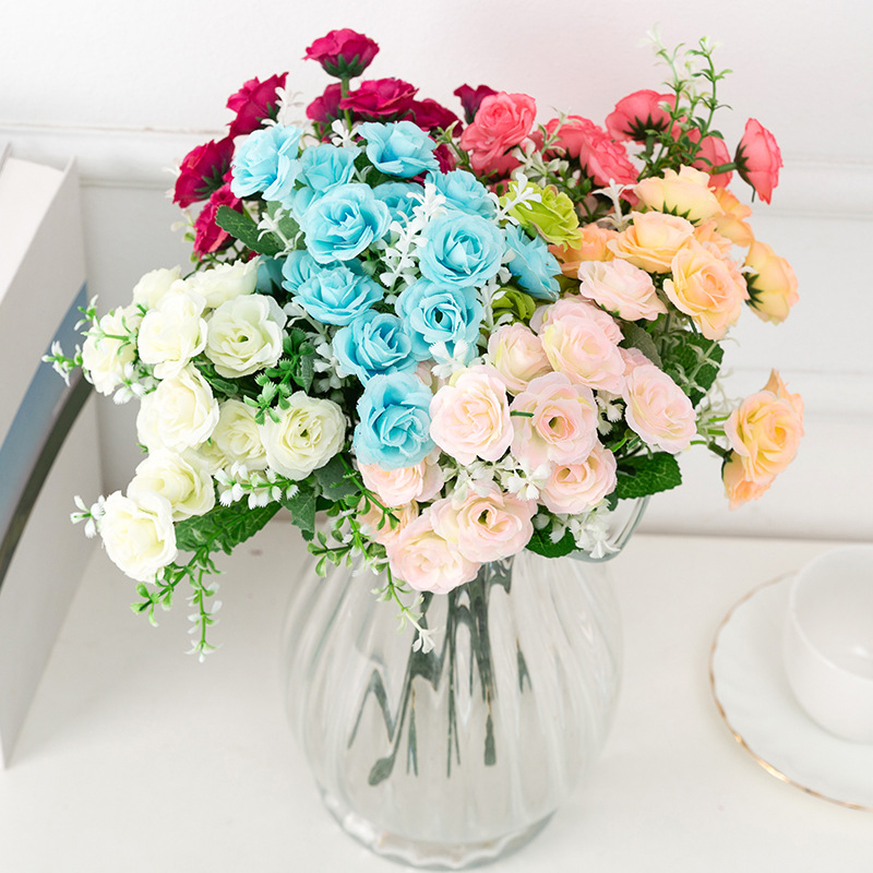 Dove artificial rose artificial flower living room dining table decoration flowers and plants, wedding bride's bouquet artificial Korean rose full figure
