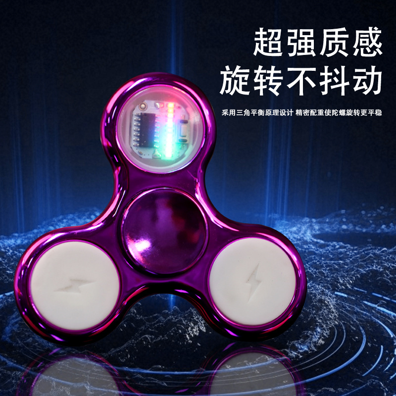 镀彩陀螺指尖带灯18变LED发光水晶儿童指尖陀螺玩具批发解压益智产品图