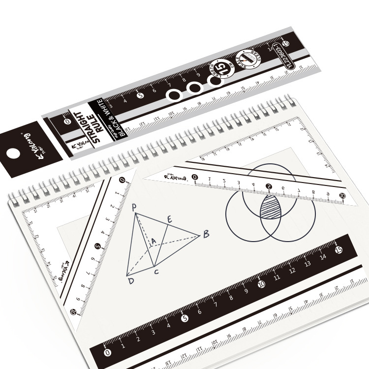Yalong Cross-border Wholesale 15-centimeter rulers, school student stationery rulers, mathematical measuring tools, plastic ruler covers details Picture