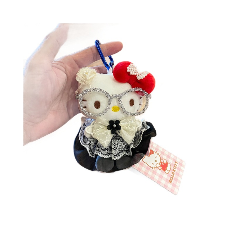 hellokitty plush toy, official Hello Kitty small pendant, cute gauze dress, kt cat bag pendant doll Item Picture