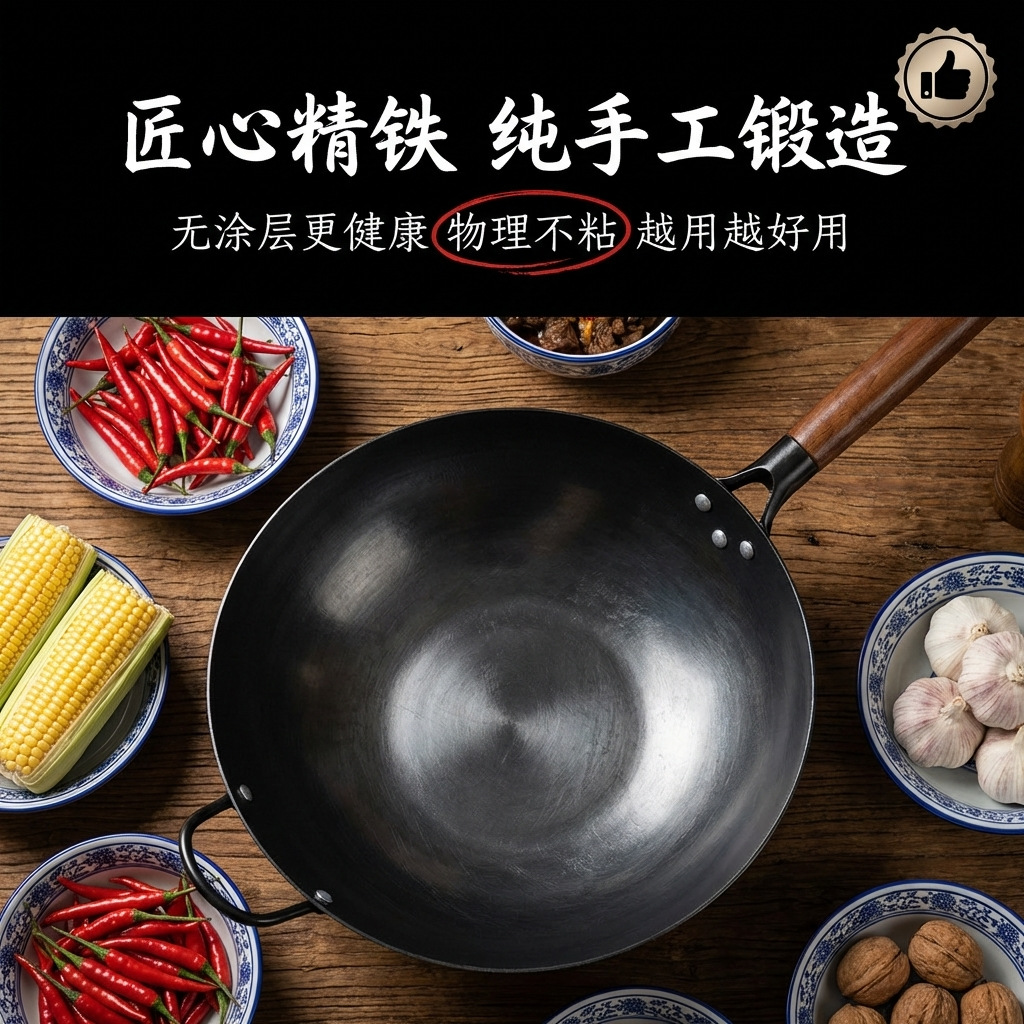 Shengbaiyi cooking pot, traditional iron pot, old-fashioned cooking pot, household non-stick pot, uncoated gas stove, suitable for wholesale details Picture