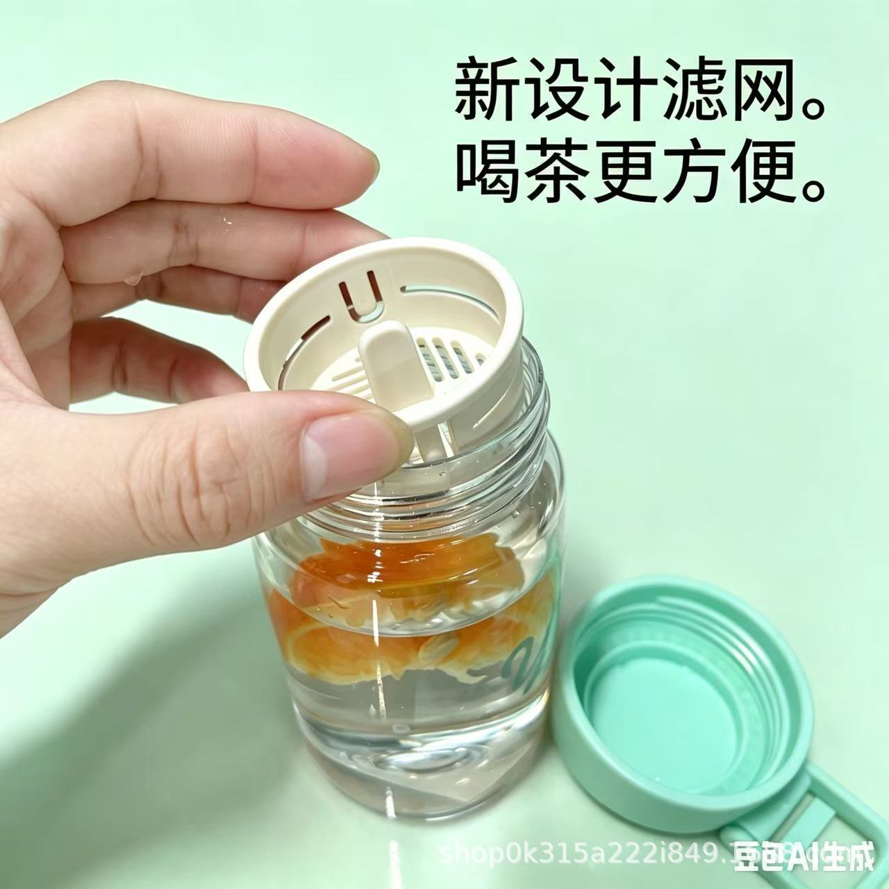 满杯元气畅饮小时光三款彩色盖磨砂玻璃水杯 details Picture