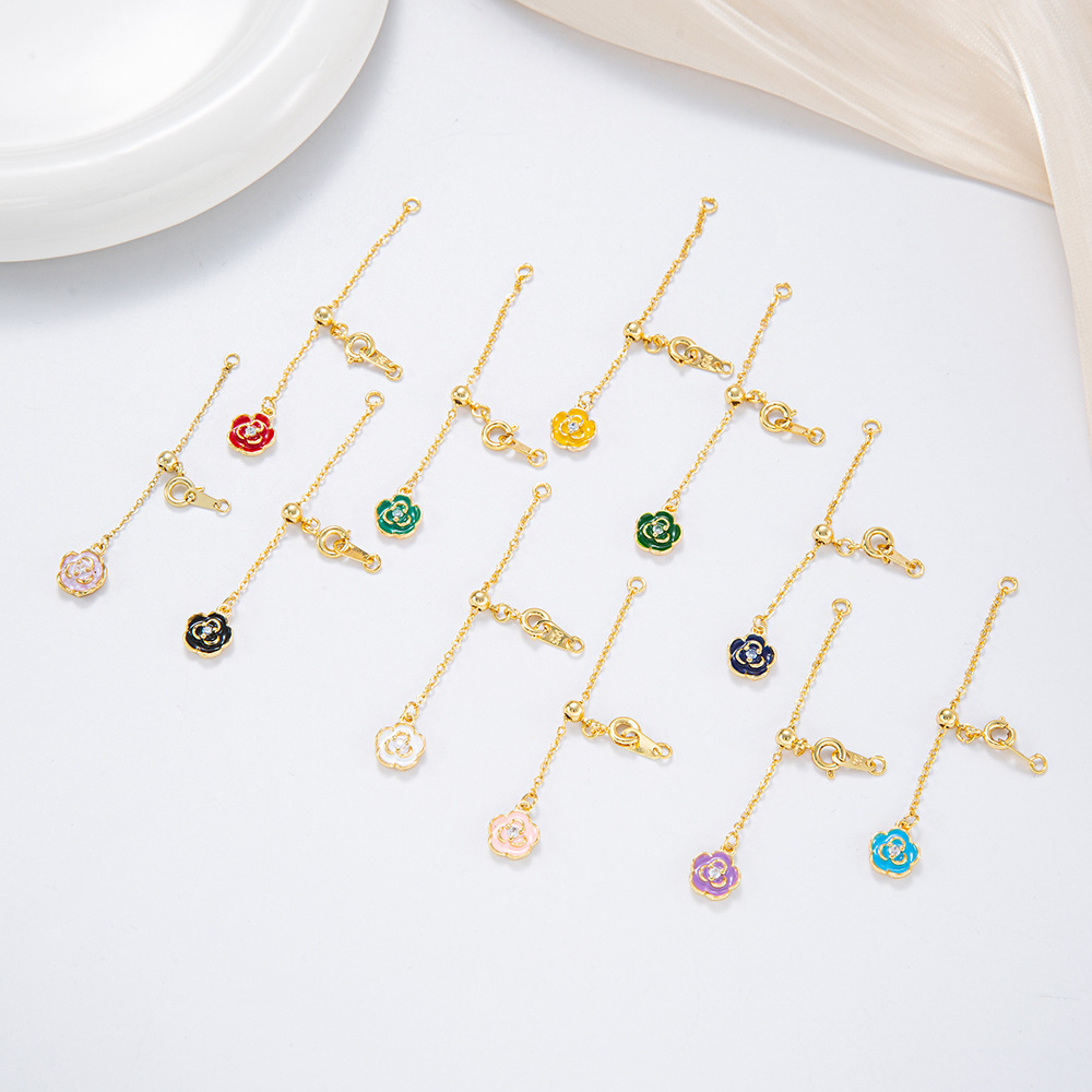 Necklace, bracelet, extension chain, camellia oil drop chain, adjustable silicone beads, zipper, diy accessories, metal chain