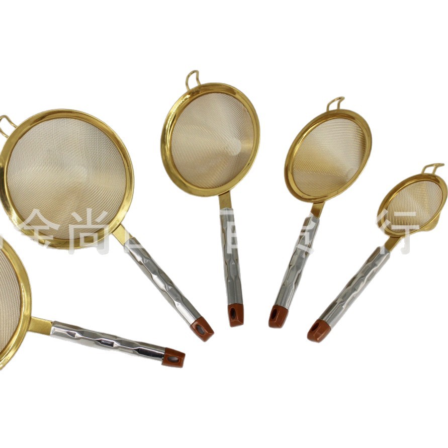 Household water cube steel handle conical deep mesh drain 304 stainless steel oil grid plate, fried chicken and French fries oil filter Item Picture