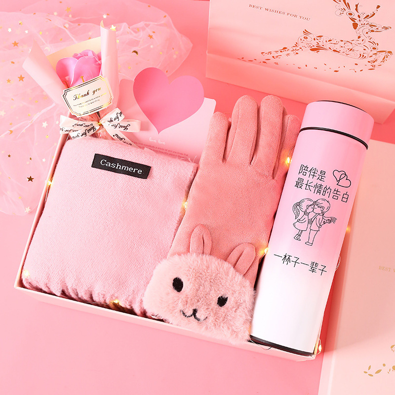 Christmas gifts for my girlfriend: scarf, gloves, thermos cup, hand warmer, gift box set, creative and practical birthday presents Specification drawing